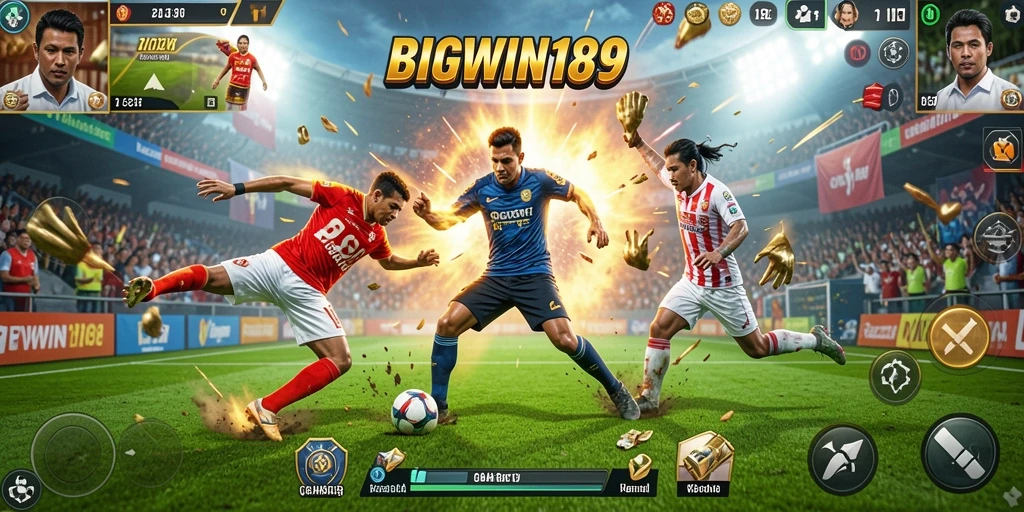 Tampilan gameplay BIGWIN189 yang menegangkan di arena olahraga.