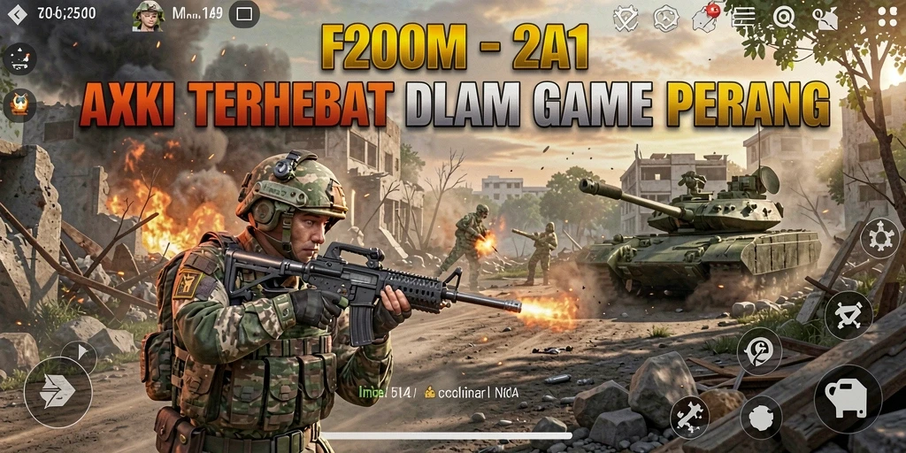 Tampilan menarik dari gameplay <strong>F200M</strong> dengan aksi peperangan yang mendebarkan.