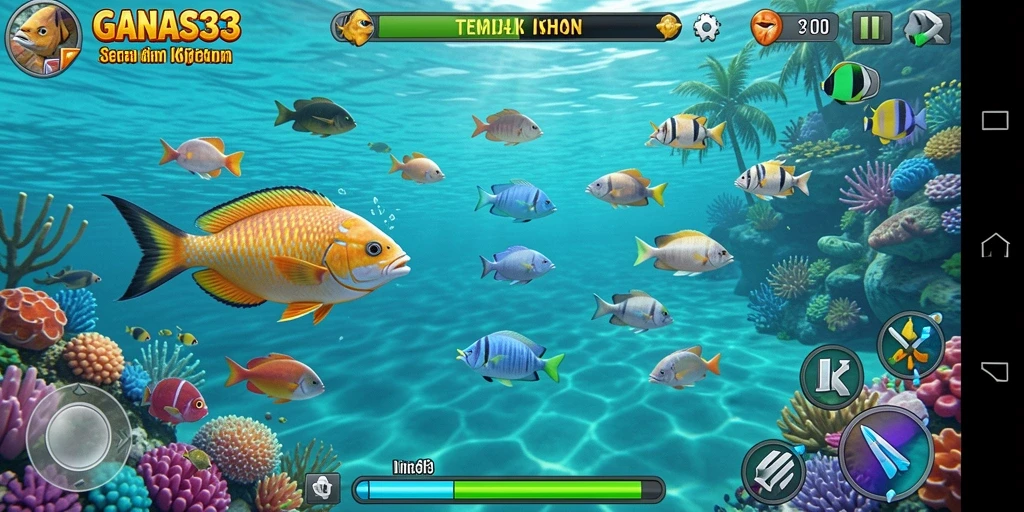 Tampilan gameplay GANAS33 yang seru saat menembak ikan.