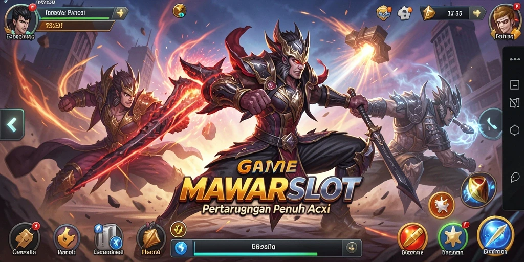 Screenshot gameplay MAWARSLOT menampilkan pertarungan aksi seru.