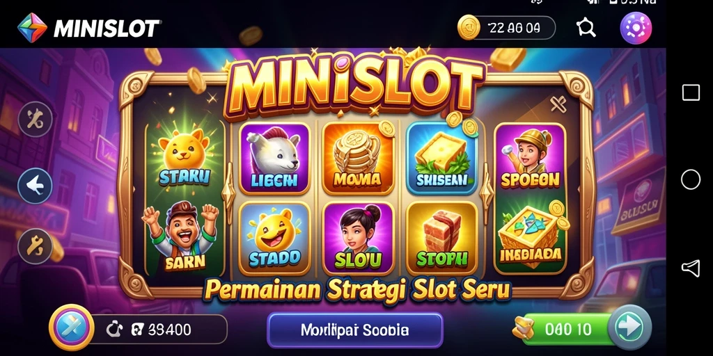 Screenshot gameplay MINISLOT menampilkan slot yang mendebarkan dan penuh warna.