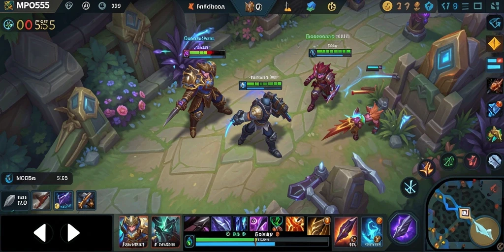Screenshot gameplay MPO555 dengan pahlawan yang sedang bertarung.