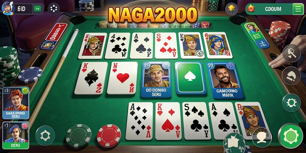 Tampilan gameplay seru di NAGA2000 dengan berbagai mode Domino.