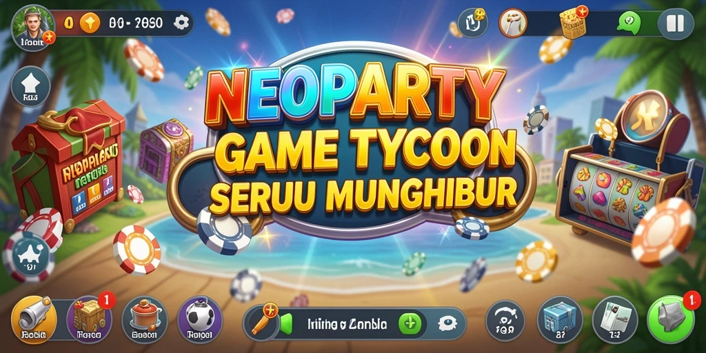 Tampilan gameplay menarik <strong>NEOPARTY</strong> dengan banyak aktivitas bisnis.