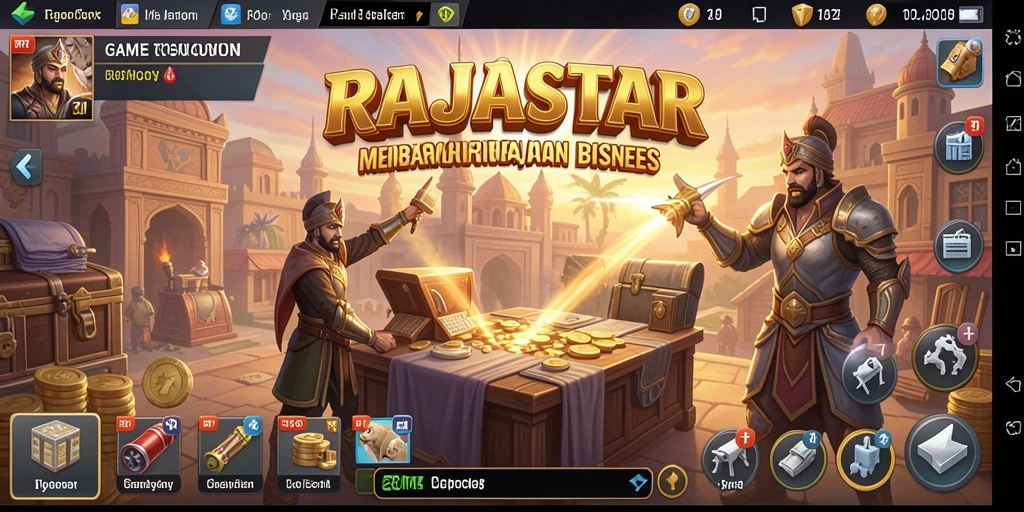 Screenshot gameplay <strong>RAJASTAR</strong> menampilkan momen membangun kerajaan bisnis.