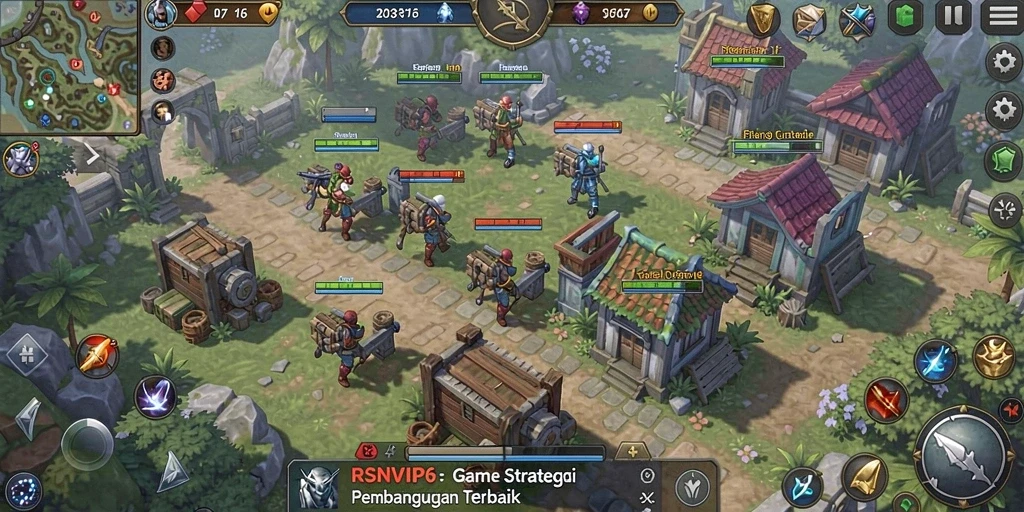 Tampilan gameplay RSNVIP6 dengan strategi pembangunan kota.