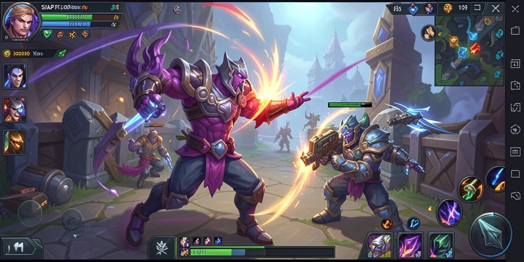 Screenshot SIAP108 menampilkan aksi seru dalam pertandingan MOBA.